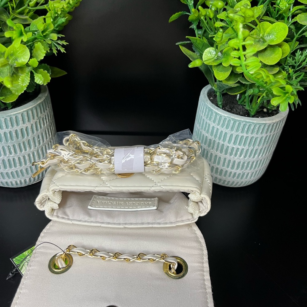 Badgley Mischka Ivory Quilted Mini Bag with Gold Accents - Picture 3 of 3